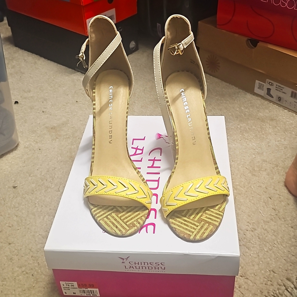Chinese Laundry multi-color ankle strap high heel sandal